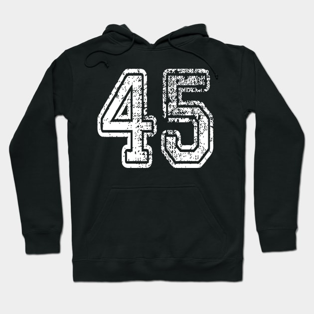 Number 45 Grungy in white Hoodie by Sterling